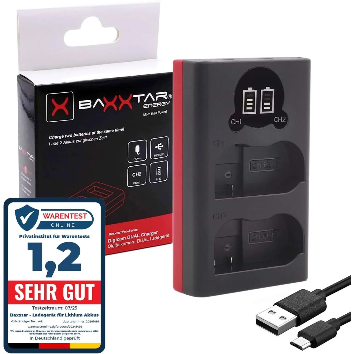 Baxxtar 18522 Dual LCD Charger for Nikon EN-EL15 Batteries - Gomix Brands Outlet